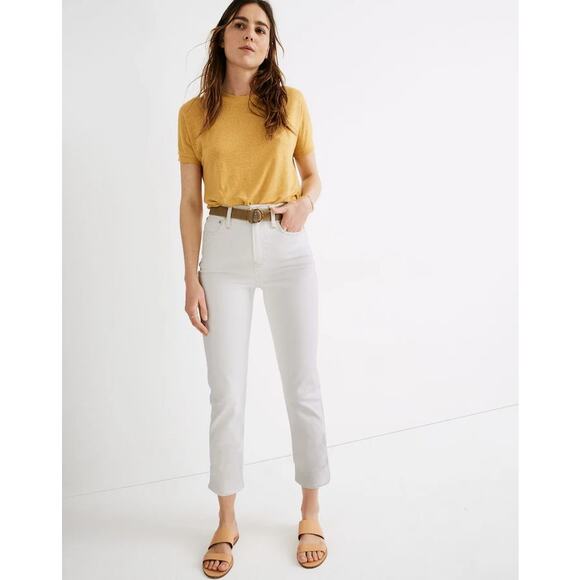 Madewell NWT Classic Straight Cropped Jeans in Tile White Size‎ 31 MSRP $128 - Picture 1 of 7